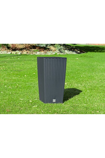 Deco4Home GHIVECI DE GRĂDINĂ PENTRU FLORI ANTRACIT ÎNALT DIN RATTAN PENTRU BA...