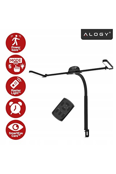 ALOGY Lampă de birou neagră cu 6 LED-uri, cu senzor de mișcare și telecomandă