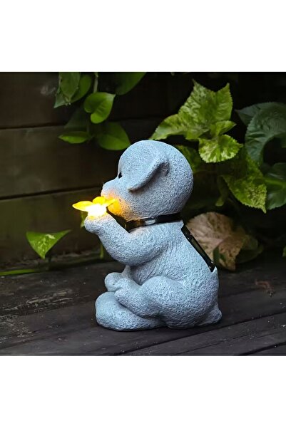 NO BRAND Lumină de grădină solară decorativă, ornament LED cu câine și fluture