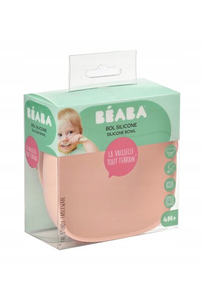 NO BRAND Bol din silicon Beaba cu ventuză 240 ml Roz pentru mesele zilnice