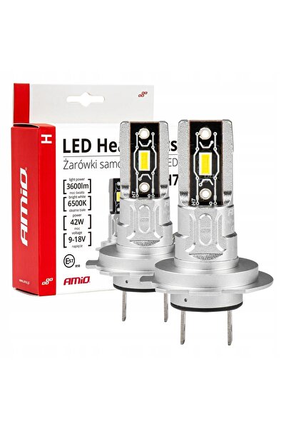 AMIO Bec LED auto H7 12V 24V 50W 6500K Omologat +300% Lumină