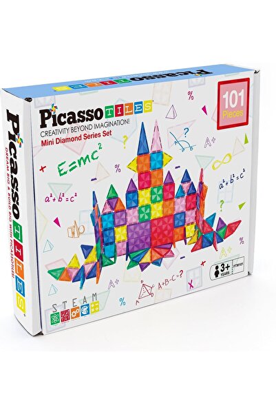 PicassoTiles Magnetic Tiles Mini Diamond, 101 Pieces