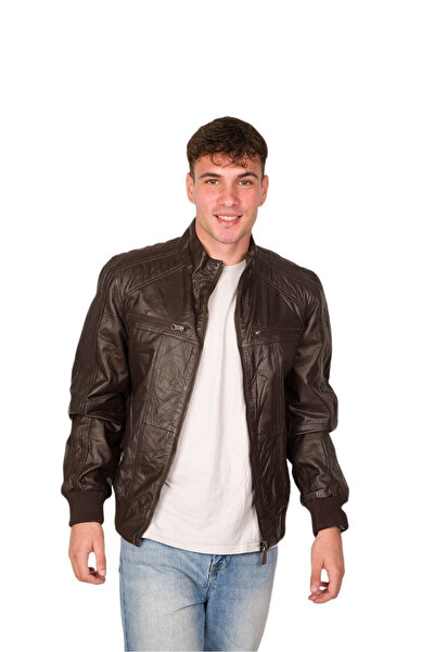 THEODOROU LEATHERS ΚΑΦΕ ΑΝΔΡΙΚΟ ΔΕΡΜΑΤΙΝΟ BOMBER ΜΠΟΥΦΑΝ TLM0107