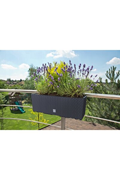 Deco4Home Jardinieră de balcon de 58cm pentru balustradă, cu mânere, antracit
