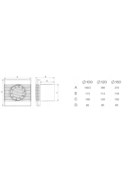 airRoxy VENTILATOR CU LANȚ FI100 + CABLU CU PRIZĂ, EXTRACTOR DE PERETE, 15 W