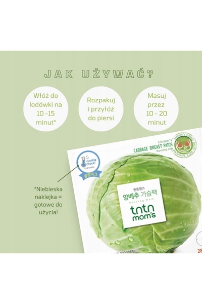 NO BRAND TNTNMOM-S Dr. Cabbage Mască pentru piept cu extract de varză (8 bucăți)
