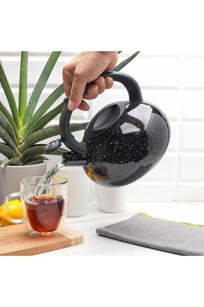 Tadar Fierbător negru pentru gaz și inducție, cu fluier, marmorat, 2,5L Vita
