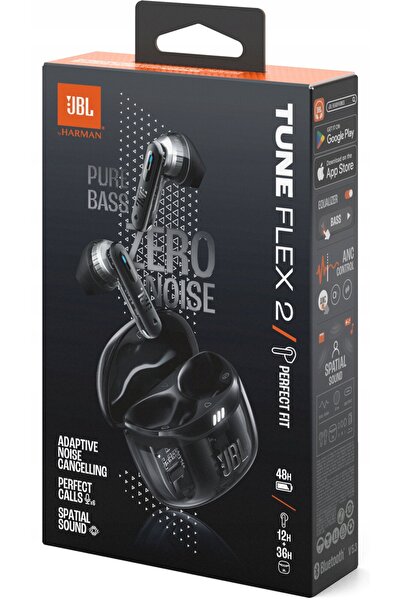 JBL Căști Tune Flex 2 ANC rezistente la apă Negru/Transparent