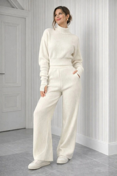 H&E LUXURY DESIGN Women's Crop High Waist Finger Detail Suit