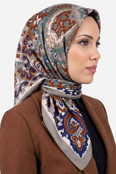 hadiora Women's Gray Tan Authentic Shawl Patterned Stitched Writing Cotton Ch...