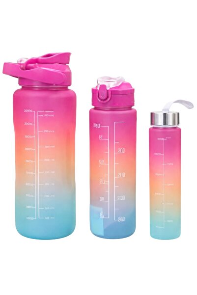 Teno Set de sticle de apă motivaționale, 3 bucăți, 2000ml+900ml+300ml, Tritan...