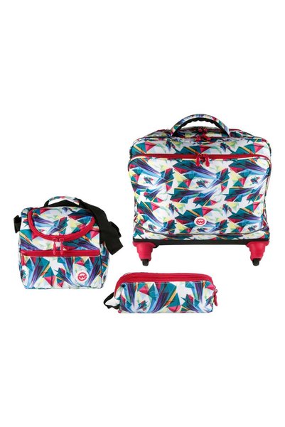 Wagon R Classy Printed 4Wheel School Trolley+Lunch Bag+Pencil Case 1924 20inc...