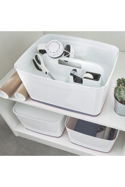 Leitz MY BOX recipient mare cu capac alb-gri