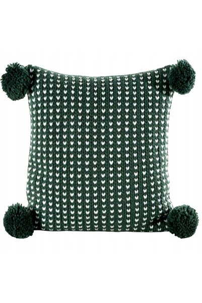 Eurofirany Husă de Crăciun cu pompoane, pernă decorativă 45x45 cm, verde deschis