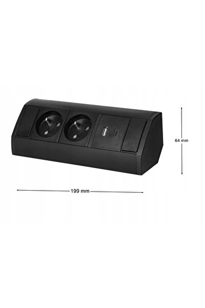 Orno Prelungitor cu priză triplă, încărcător USB-A + USB-C, priză de colț cu ...