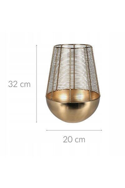 Home Styling Collection Suport metalic auriu din sârmă pentru lumânări tip te...