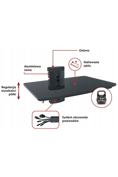 NO BRAND Raft de sticlă montat pe perete pentru TV Box, aparate electrocasnic...