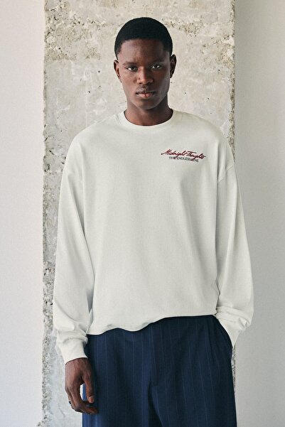 Bershka Uzun kollu baskılı tişört