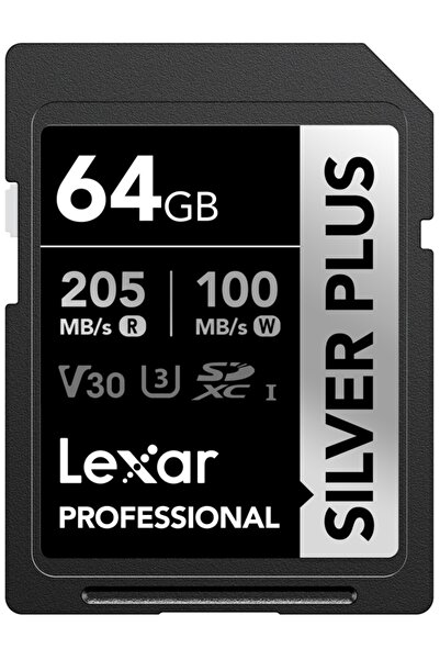 Lexar SDXC Profesional Silver Plus 64GB R205MB/s W100MB/s U3 V30 UHS-I