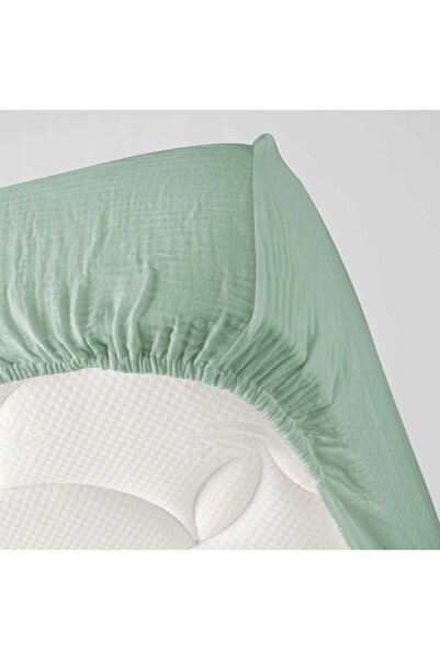 Douceur D'INTERIEUR Cearșaf de pat cu elastic din muselină verde 160x200 bumbac