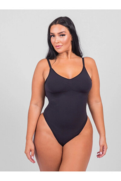 TaliedeViespe Body modelator --THONG TUMMY CU SPATELE GOL--Negru