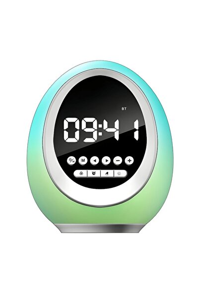 MACVI Ceas inteligent Bluetooth oval multifuncțional — Alarmă și radio cu RGB...