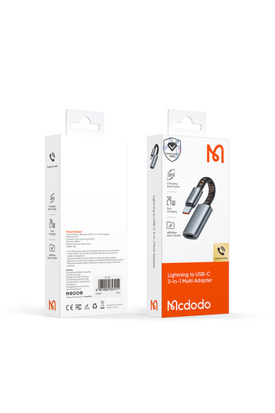 NO BRAND ADAPTOR MCDODO CABLU USB-C LIGHTNING PENTRU IPHONE 3 ÎN 1 OTG