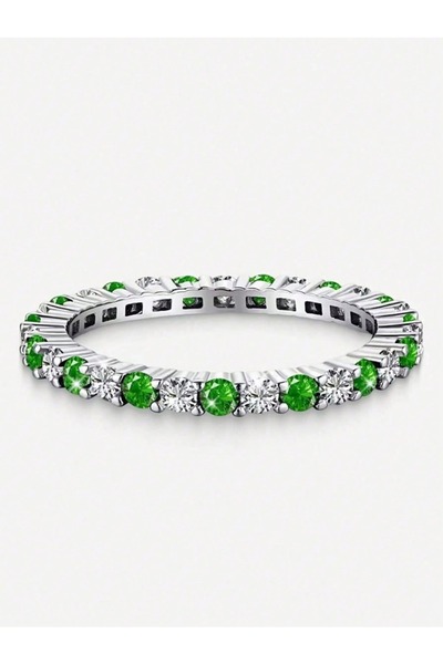 Choice28 7 Silver Green White 925 Sterling Silver Fashion Shiny Multicolored ...