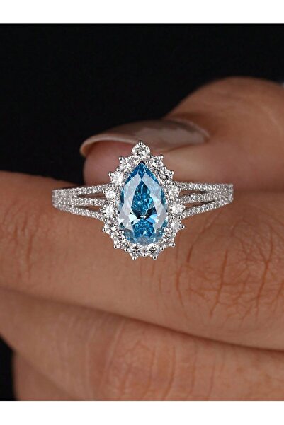 Choice5 6 Vintage Pear Shap 925 Sterling Silver Vintage Fashion Sea Blue Pear...