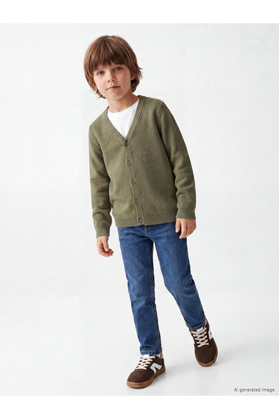 LC Waikiki V-Neck Long Sleeve Boys' Knitwear Cardigan