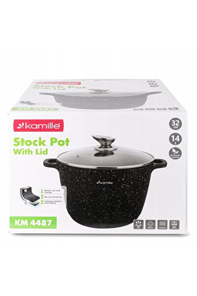 Kamille GARNEK 32CM 14L OALĂ TRADIȚIONALĂ DE PIATRĂ CU CAPAC, PENTRU INDUCȚIE...