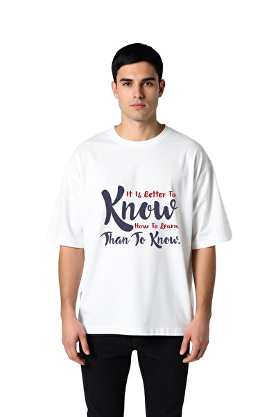 PayBuy Men's Oversize T-Shirt Printed Learning Philosophy Retro Modern Design...