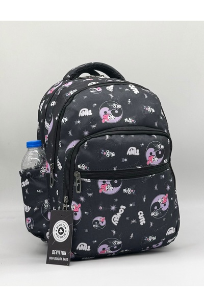 Harmela 3-Piece Set Primary School Bag Waterproof Children's Primary School Bag with Character Black Infinite