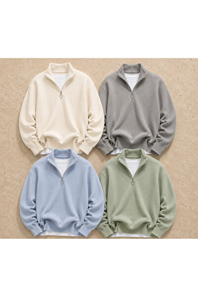 oneoff 4-Piece Advantageous Men's Casual Half-Zip Winter Knitwear Thessalonik...