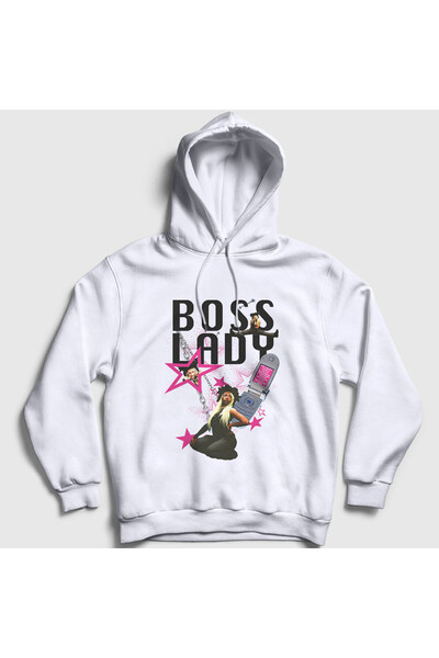 Presmono Unisex White Lady Theodora Hooded Sweatshirt 591087Tt