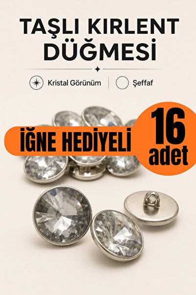 SiriusAnatolia Elmas Taşlı Koltuk Minder Yastık Düğmesi 2 cm 16 Adet - İğne H...