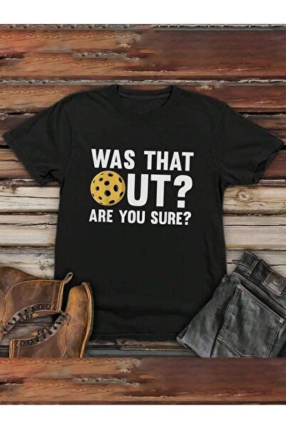 2BIR Men's Funny Graphic-Shirt Was That Out Are You Sure Slogan With Yellow B...