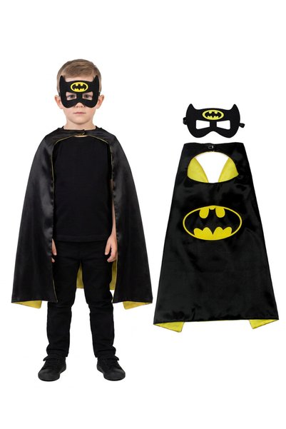 HI-FINE (eb406-Black)Kids Superhero Cape And Mask Set, Spiderman Batman Doubl...
