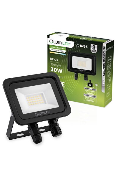 Lumiled ZUME 30W 3300lm 4000K IP65 Proiector LED, Negru, Seria de Iluminat Av...