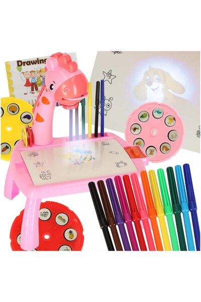 Ikonka Masuta de desenat pentru copii, Pink Giraffe, muzicala, prevazuta cu p...