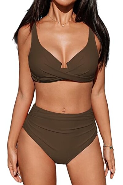 Dotail Women's Two-Piece Swimsuit, underwire support, removable cups, high-wa...