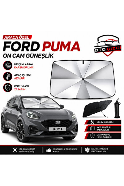 Oto Çizgi Ford Puma Şemsiye Tip Ön Cam Güneşliği Katlanabilir UV Korumalı Ara...