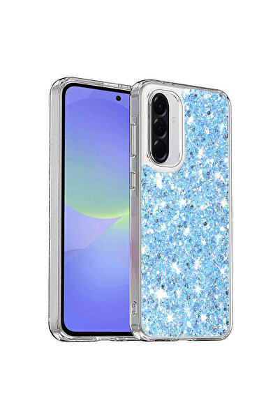 Techsuit Калъф за Samsung Galaxy A36 5G, с блестящи брокати, бяло-син
