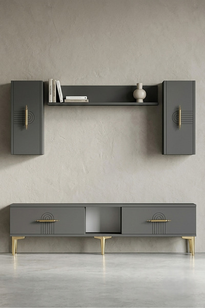 zetuna home TVR1515A TV ÜNİTESİ TAKIMI ANTRASİT 150 CM