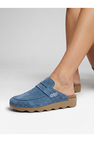 Rüya Shoes شبشب من الجلد الطبيعي مريح للاستخدام اليومي بنعل من البولي - 4 سم