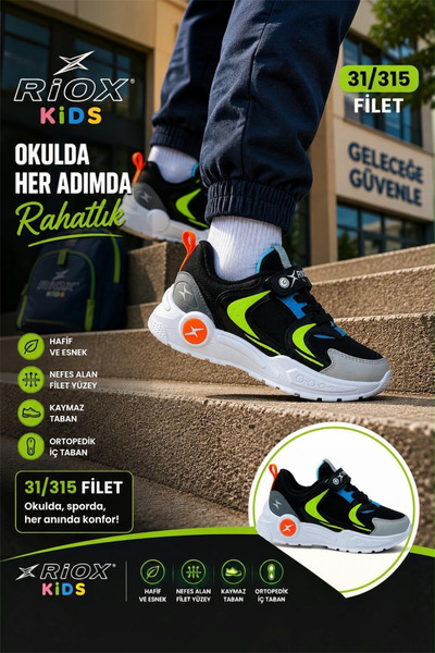 ALTUNTAŞ Boys' Velcro Non-Slip Sole Casual Sports Shoes Sneaker School Shoes