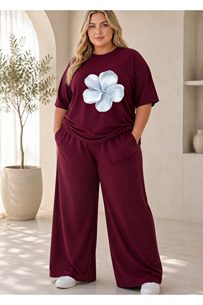 classy moda طقم بدلة رياضية نسائية كبيرة الحجم من القطن الفاخر مكون من قطعتين...