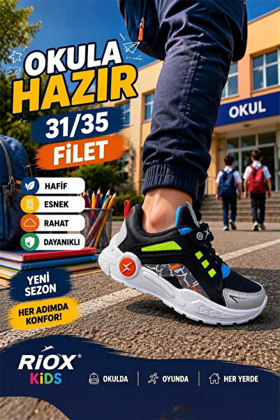ALTUNTAŞ Boys' Velcro Non-Slip Sole Casual Sports Shoes School Shoes