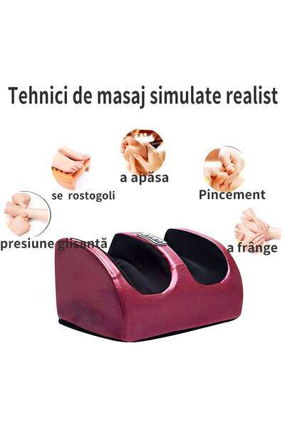 Generic Aparat de masaj pentru picioare cu încălzire, 3 trepte, Roșu