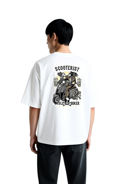 PayBuy Men's Oversize T-Shirt 100% Cotton Scooter Biker Skull Printed Daily C...